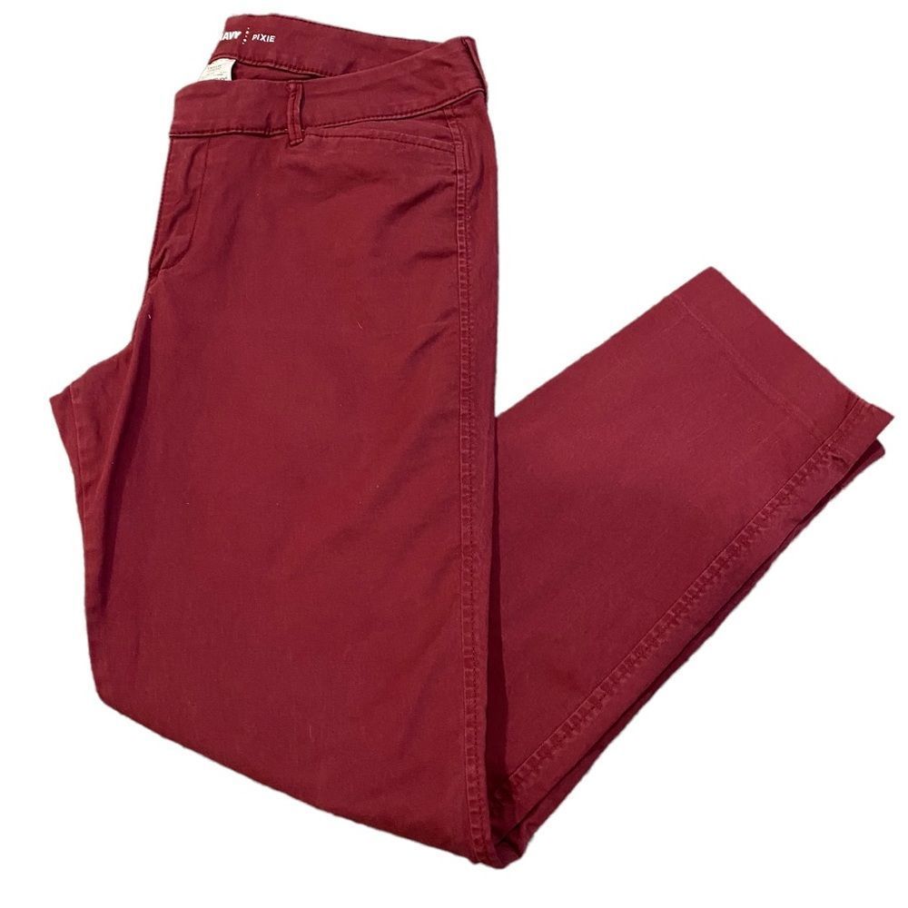 Old Navy PIxie Stretch Straight Leg Pants, Burgundy, Size 8 Regular